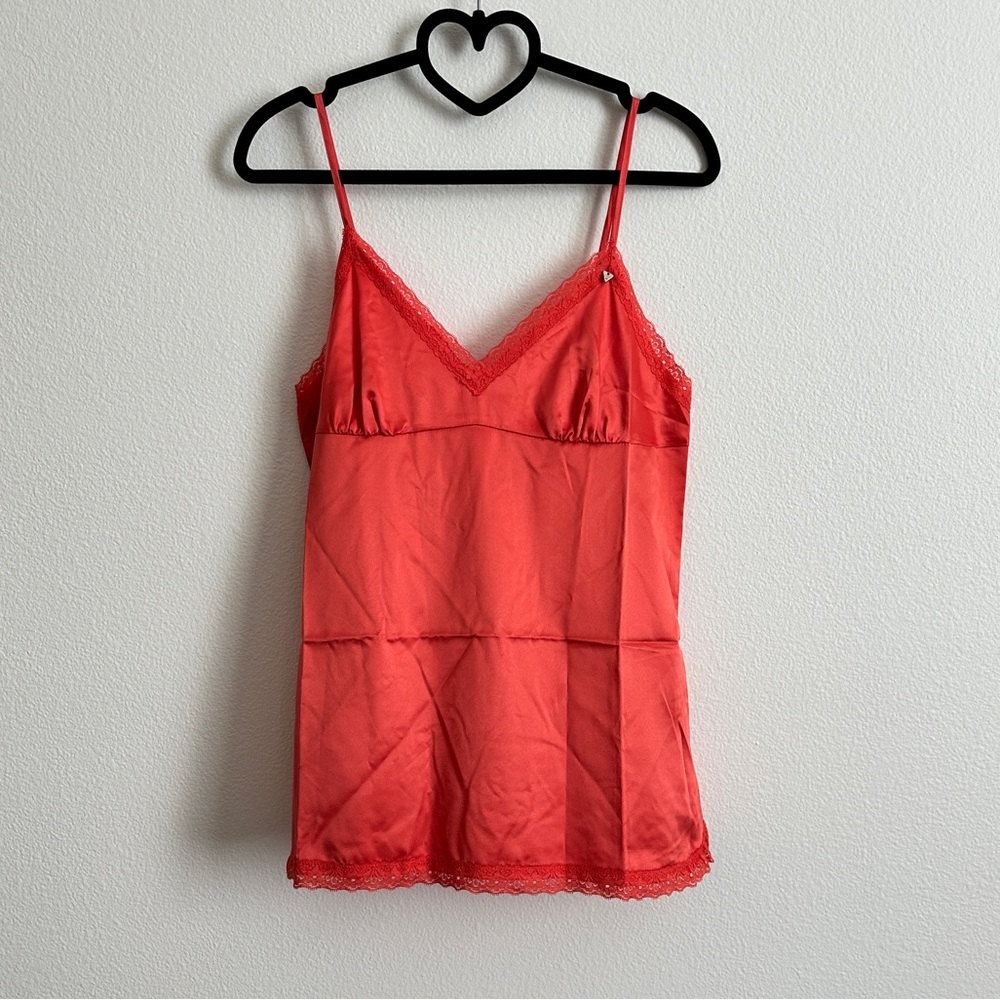 Guess Orange Satin Lace Adjustable Strap Camisole Size S